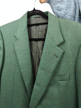 Load image into Gallery viewer, Vintage 100% wool blazer green check pattern jacket women unisex men 48 M
