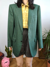 Load image into Gallery viewer, Vintage 100% wool blazer green check pattern jacket women unisex men 48 M
