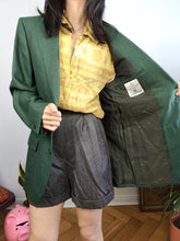Load image into Gallery viewer, Vintage 100% wool blazer green check pattern jacket women unisex men 48 M
