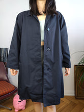 Load image into Gallery viewer, Vintage navy blue trench coat short midi light spring summer women M
