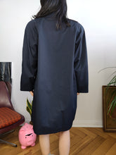 Load image into Gallery viewer, Vintage navy blue trench coat short midi light spring summer women M
