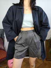 Load image into Gallery viewer, Vintage navy blue trench coat short midi light spring summer women M
