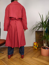 Load image into Gallery viewer, Vintage red trench coat maxi long wool lined padded women M
