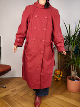 Load image into Gallery viewer, Vintage red trench coat maxi long wool lined padded women M
