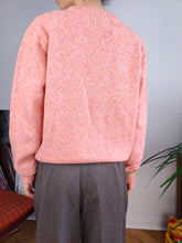 Load image into Gallery viewer, Vintage cashmere lambs wool knit knitted sweater orange argyle diamond pattern pullover jumper women S-M
