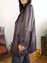 Load image into Gallery viewer, Vintage 100% nappa leather coat burgundy red purple jacket women Matrix 44 M
