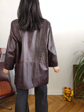 Load image into Gallery viewer, Vintage 100% nappa leather coat burgundy red purple jacket women Matrix 44 M
