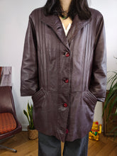 Load image into Gallery viewer, Vintage 100% nappa leather coat burgundy red purple jacket women Matrix 44 M
