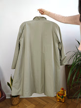 Load image into Gallery viewer, Vintage 2-in-1 reversible trench coat light green khaki lining lined midi mid long women M-L
