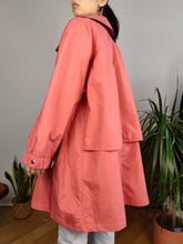 Load image into Gallery viewer, Vintage Marcel Clair orange pink parka coat trench midi long light spring summer women 42 L
