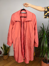 Load image into Gallery viewer, Vintage Marcel Clair orange pink parka coat trench midi long light spring summer women 42 L
