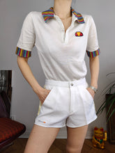 Load image into Gallery viewer, Vintage Ellesse polo shirt tennis cotton white pattern print short sleeve women S
