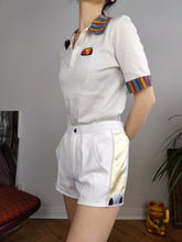 Load image into Gallery viewer, Vintage Ellesse polo shirt tennis cotton white pattern print short sleeve women S
