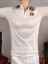 Load image into Gallery viewer, Vintage Ellesse polo shirt tennis cotton white pattern print short sleeve women S
