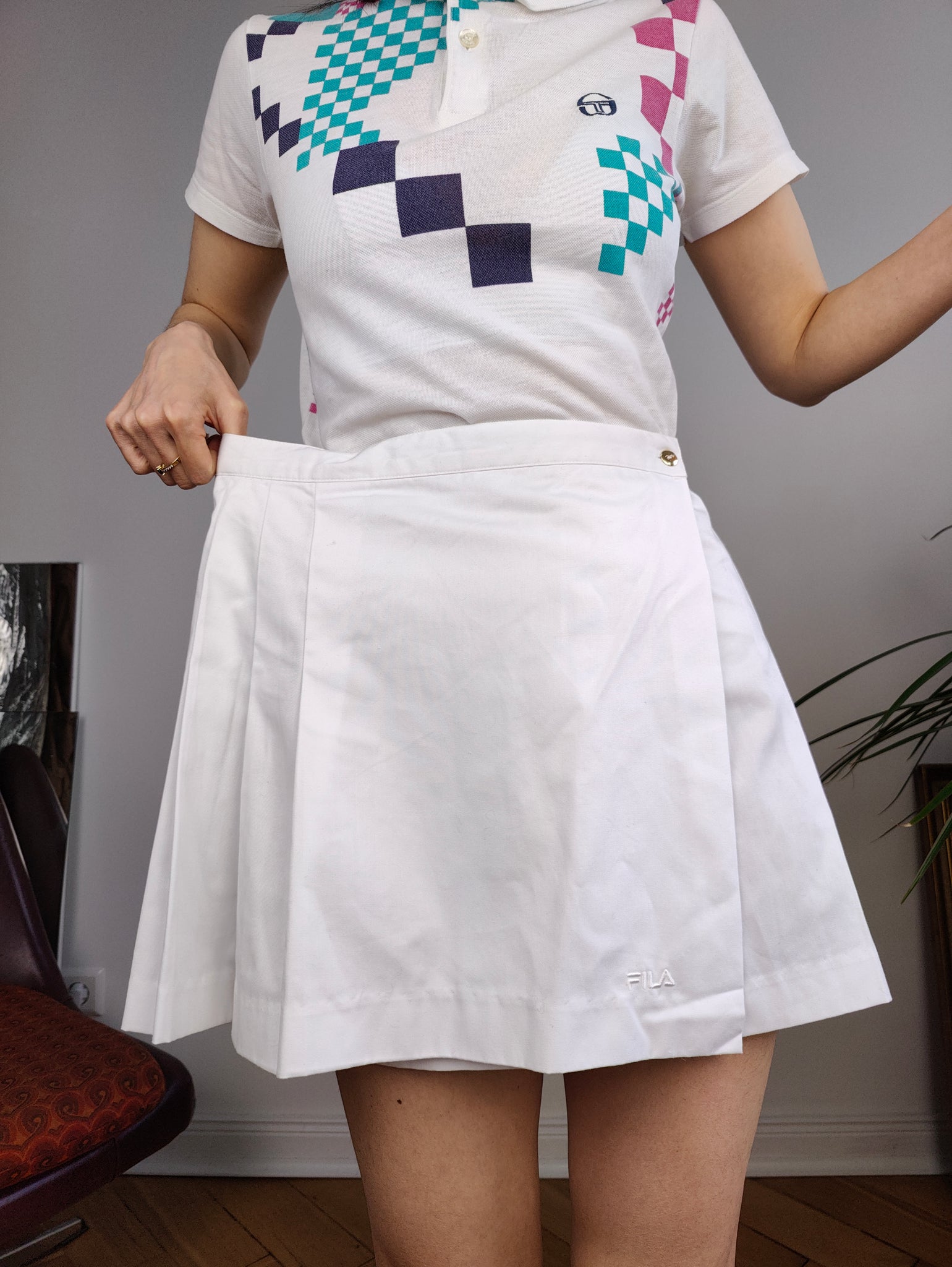 Vintage FILA tennis skirt pleated white sport mini women 48 S M The Vintage Takeaway