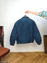 Load image into Gallery viewer, Vintage 90s Wampum denim jacket trucker dark blue jeans women men unisex L-XL
