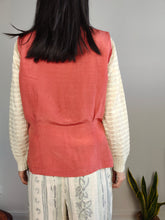 Load image into Gallery viewer, Vintage Laurent sleeveless blouse coral orange pink top button up shirt summer women 44 M
