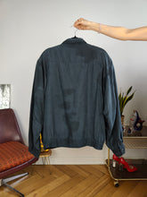 Load image into Gallery viewer, Vintage silk bomber jacket blouson blue light spring summer women unisex men L-XL
