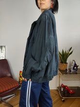 Load image into Gallery viewer, Vintage silk bomber jacket blouson blue light spring summer women unisex men L-XL

