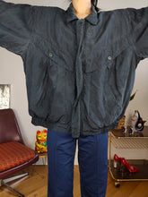 Load image into Gallery viewer, Vintage silk bomber jacket blouson blue light spring summer women unisex men L-XL
