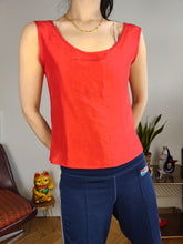 Load image into Gallery viewer, Vintage silk sleeveless tank top blouse vest red women S

