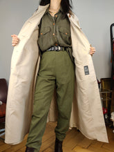 Load image into Gallery viewer, Vintage beige trench coat long waist belt spring summer women L

