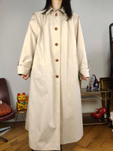 Load image into Gallery viewer, Vintage beige trench coat long waist belt spring summer women L

