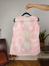 Load image into Gallery viewer, Vintage sleeveless vest pink floral print pattern top waist coat sheer West-Germany S
