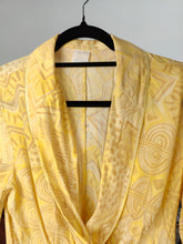 Load image into Gallery viewer, Vintage viscose jumpsuit viscose yellow print pattern overall onesie EU38 S

