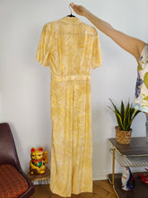 Load image into Gallery viewer, Vintage viscose jumpsuit viscose yellow print pattern overall onesie EU38 S
