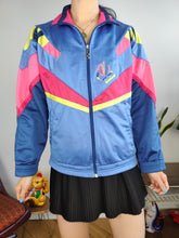 Load image into Gallery viewer, Vintage Diadora track sport jacket spring summer sports pink blue women D38 S
