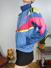 Load image into Gallery viewer, Vintage Diadora track sport jacket spring summer sports pink blue women D38 S
