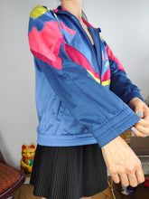 Load image into Gallery viewer, Vintage Diadora track sport jacket spring summer sports pink blue women D38 S
