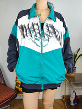 Load image into Gallery viewer, Vintage track sport jacket sports white green blue Let´s Jet women unisex men M
