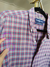 Load image into Gallery viewer, Vintage Ralph Lauren cotton shirt check checkered red blue white button up long sleeve unisex men L-XL
