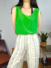 Load image into Gallery viewer, Vintage silk sleeveless tank top blouse vest green Cocoon women M-L
