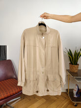 Load image into Gallery viewer, Vintage 100% silk blouse jacket blouson parka beige women Cardellino L
