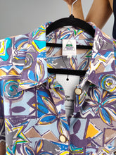 Load image into Gallery viewer, Vintage viscose shirt print crazy pattern purple short sleeve New Fast men unisex XL
