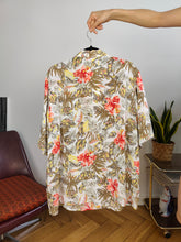 Load image into Gallery viewer, Vintage shirt blouse white orange floral flower print pattern short sleeve Yessica women 44 L
