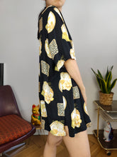 Load image into Gallery viewer, Vintage shirt print crazy pattern black palmtree pineapple animal wonen men unisex 50 XL
