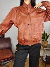 Load image into Gallery viewer, Vintage 100% leather jacket brown orange red coat women S

