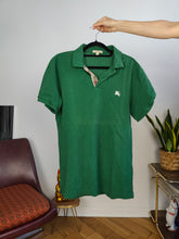 Load image into Gallery viewer, Vintage Burberry Brit polo shirt short sleeve green cotton nova check designer unisex men M-L
