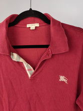 Load image into Gallery viewer, Vintage Burberry Brit polo shirt short sleeve red cotton nova check designer unisex men M-L
