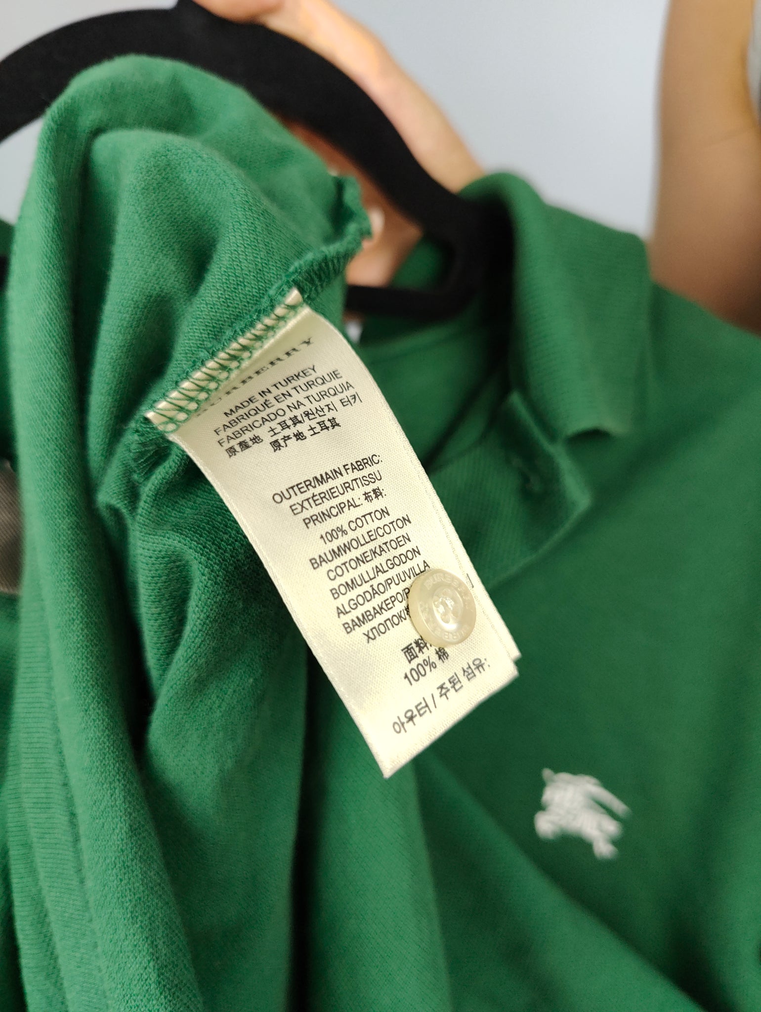 Vintage Burberry Brit polo shirt short sleeve green cotton nova check The Vintage Takeaway