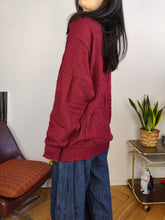 Load image into Gallery viewer, Vintage wool blend cardigan burgundy red knit knitted jacket L
