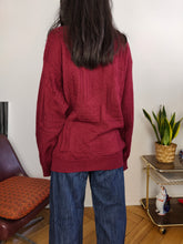 Load image into Gallery viewer, Vintage wool blend cardigan burgundy red knit knitted jacket L
