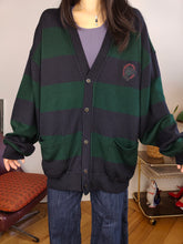 Load image into Gallery viewer, Vintage Paul &amp; Shark 100% wool cardigan stripe knit knitted jacket blue green unisex men XXL
