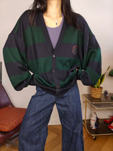 Load image into Gallery viewer, Vintage Paul &amp; Shark 100% wool cardigan stripe knit knitted jacket blue green unisex men XXL
