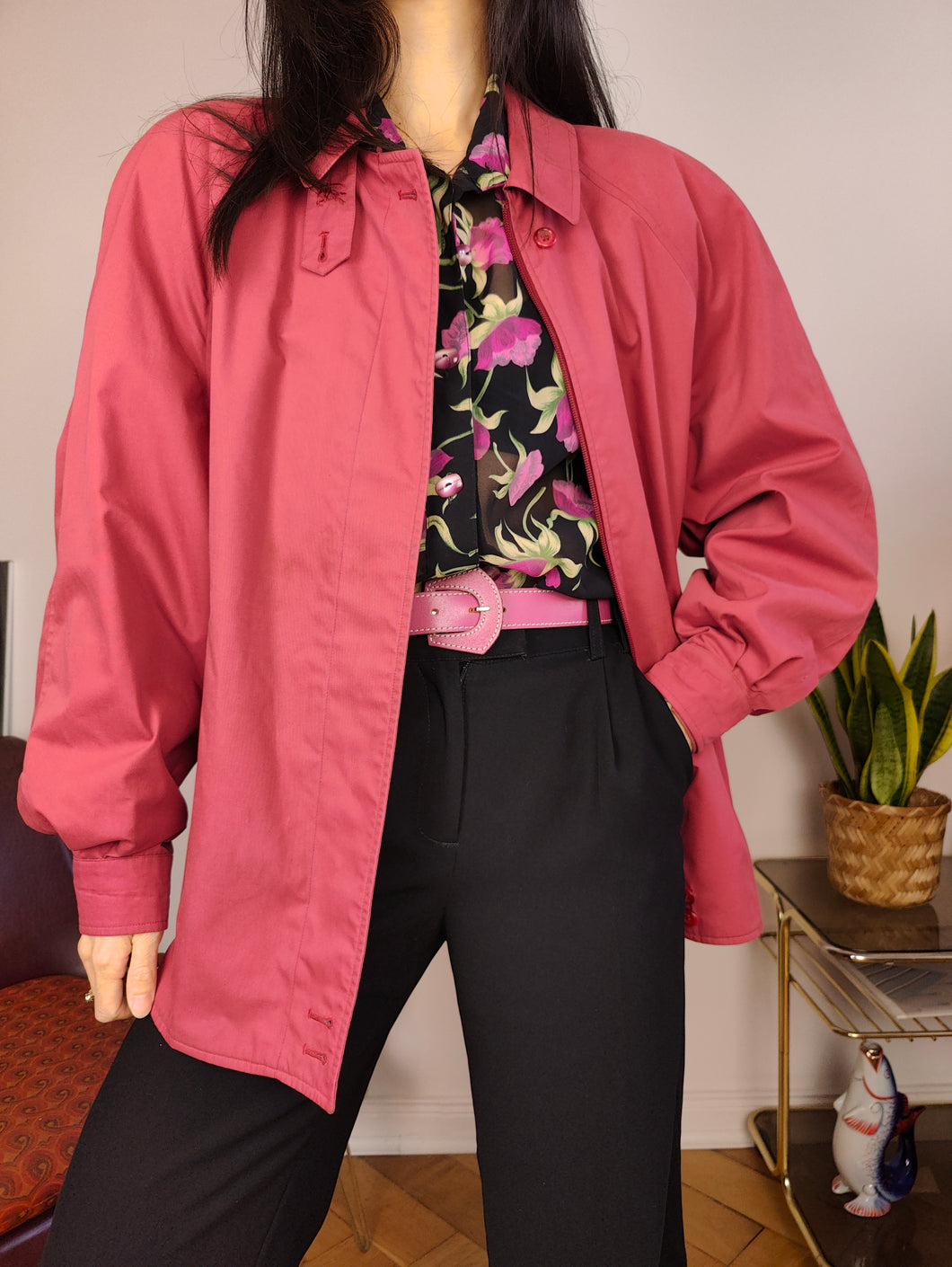 Vintage Burberry blouson bomber jacket designer red coat novacheck women men 12 REG M-L