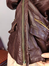 Load image into Gallery viewer, Vintage 100% leather coat jacket brown burgundy red padded women S-M
